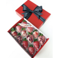 12pcs Red Marble & Rose Petals Chocolate Strawberries Gift Box